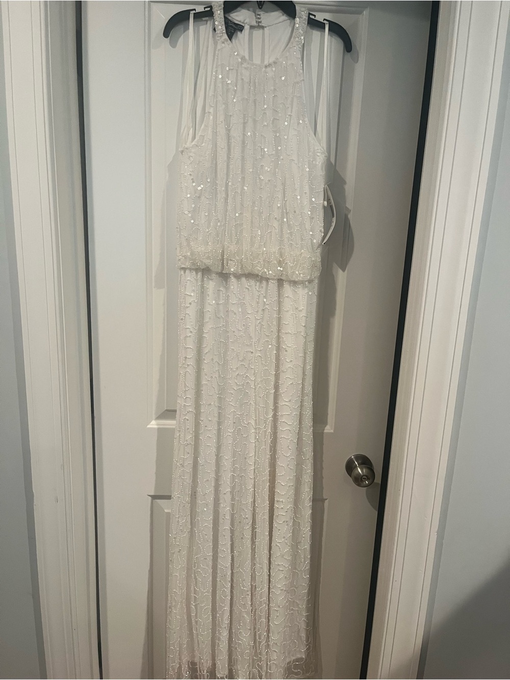 Pisarro Nights White Sequin Halter Jumpsuit